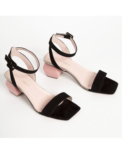 Sandales en Velours de Cuir Modern Walk noires - Talon 6 cm